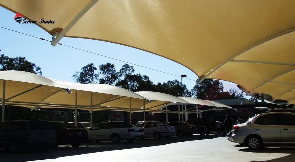 Elegant double cantilever shade providing shade and aesthetics