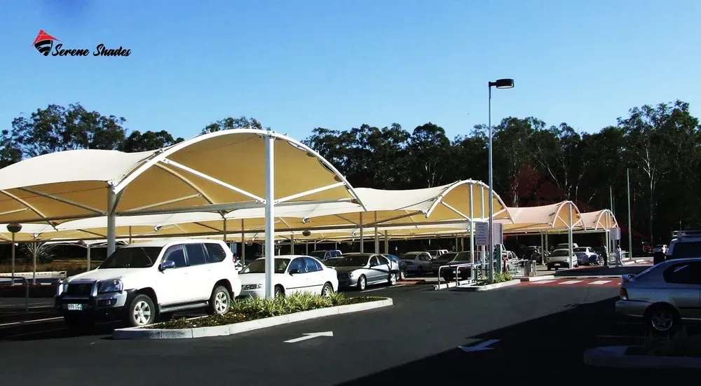 Modern double cantilever shades with sleek design for two cars