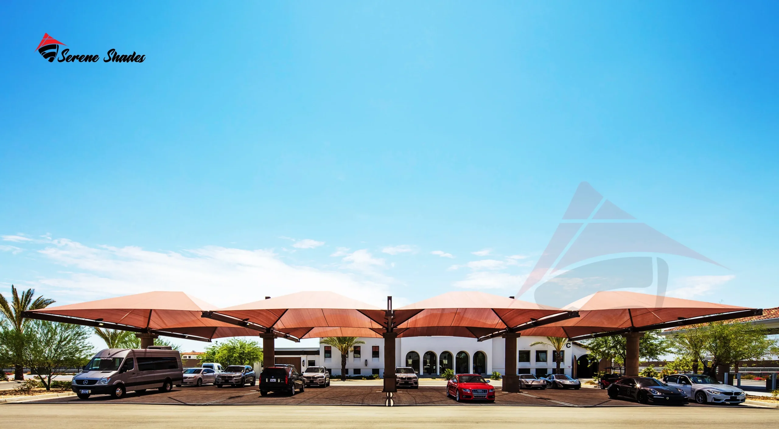 Cone car parking shade providing sun protection in Saudi Arabia