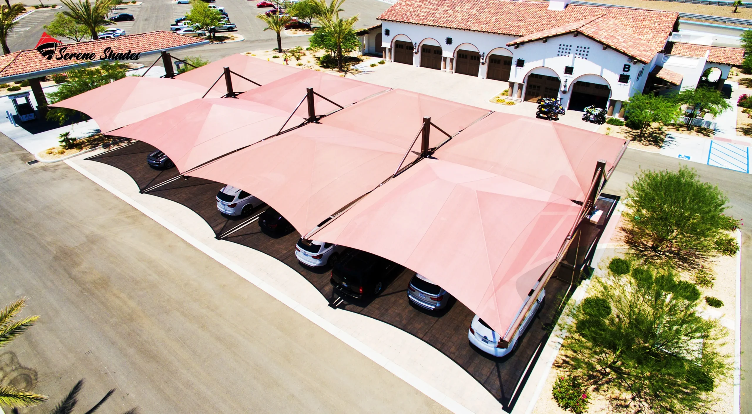 Durable cone car shade with UV-resistant fabric in Saudi desert