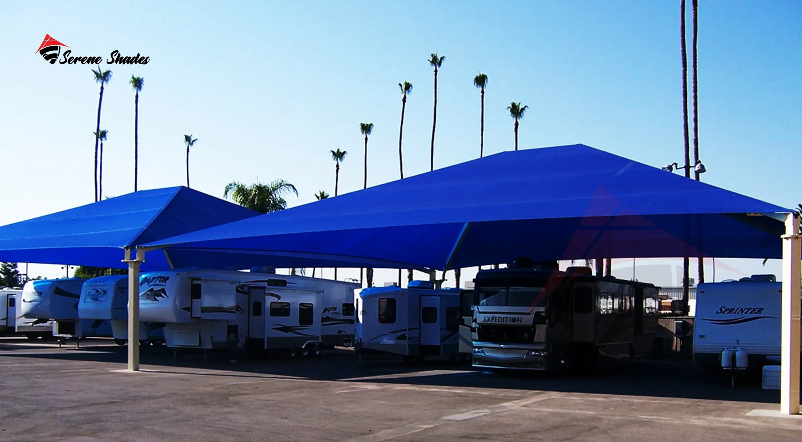 Parking net shade with reinforced fabric for UV resistance