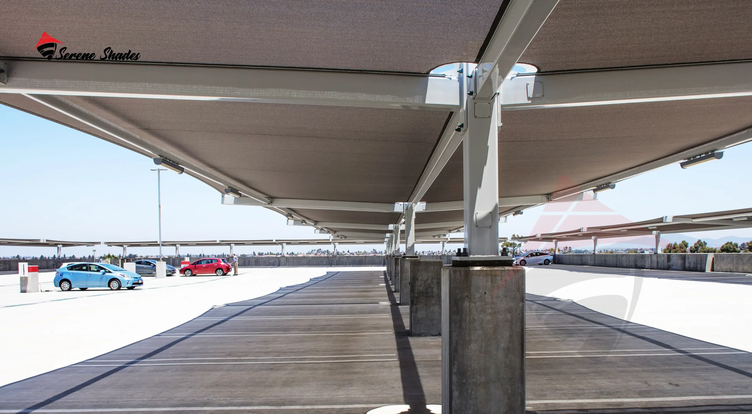 Modern aluminum frame shade structure for outdoor car parks