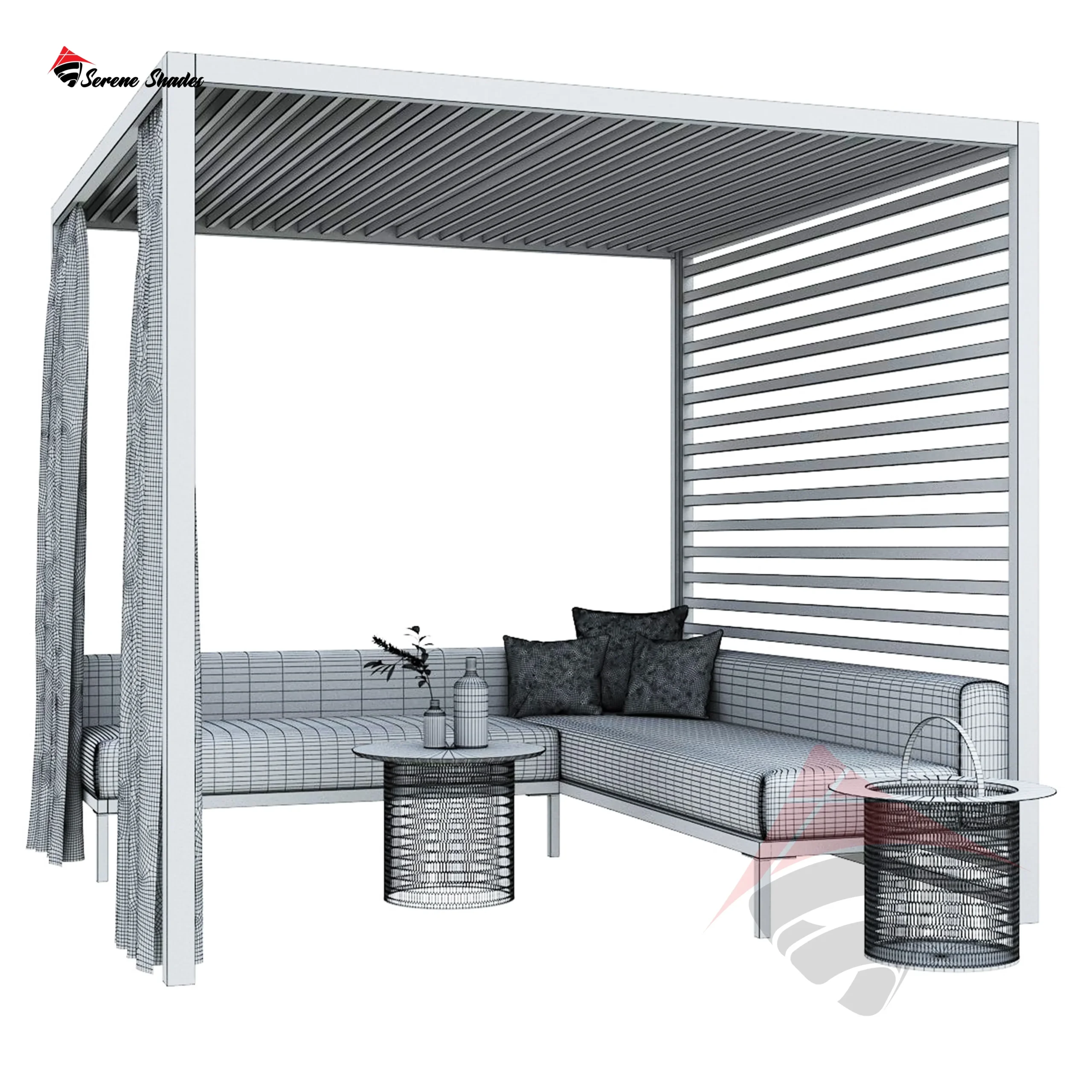 Pergola Shade with curtains for shade and style
