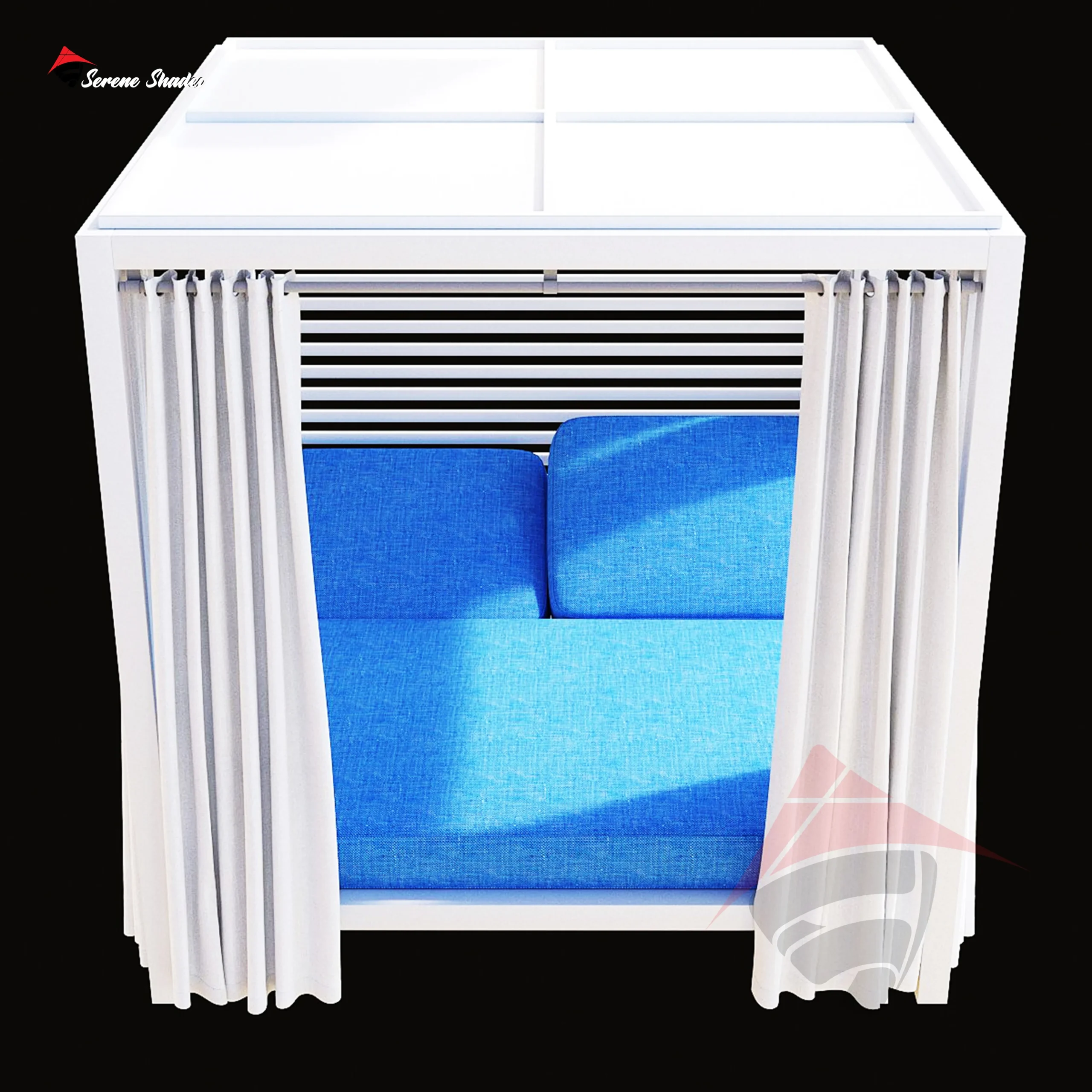 Pergola Shade with blinds for sun control.