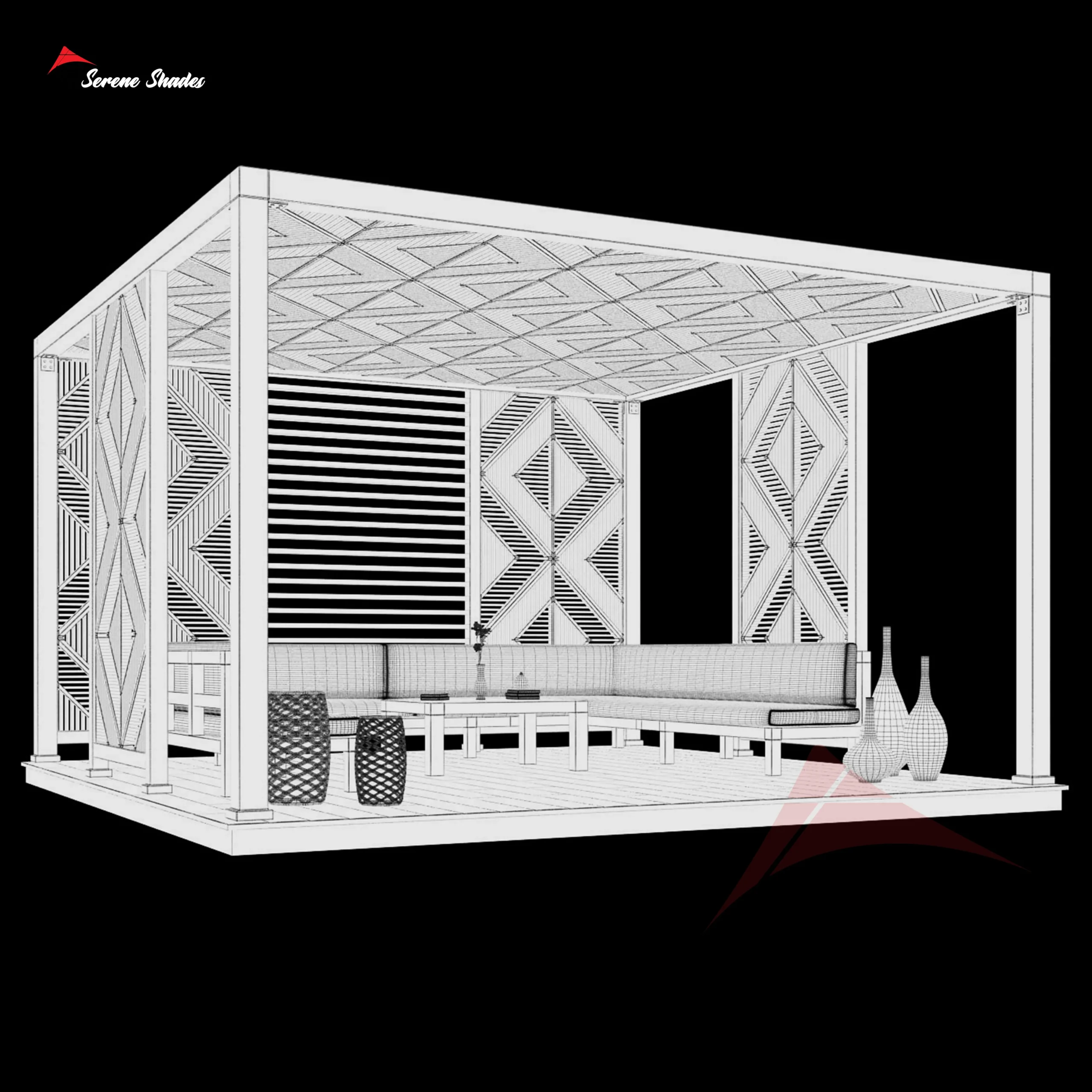 Convenient Retractable Pergola Shade for sun and rain protection