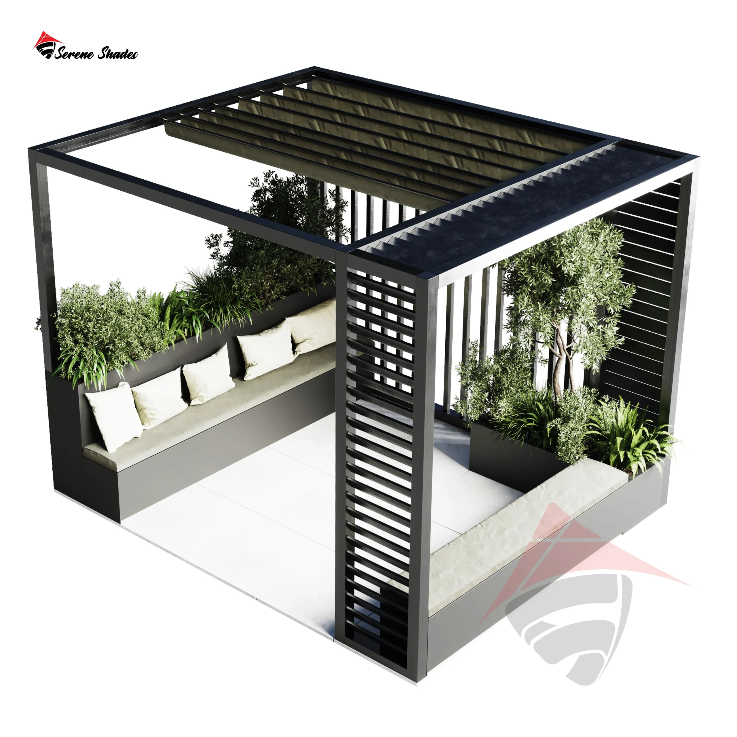 Modern Canopy Pergola Shade providing shade and comfort for patios.