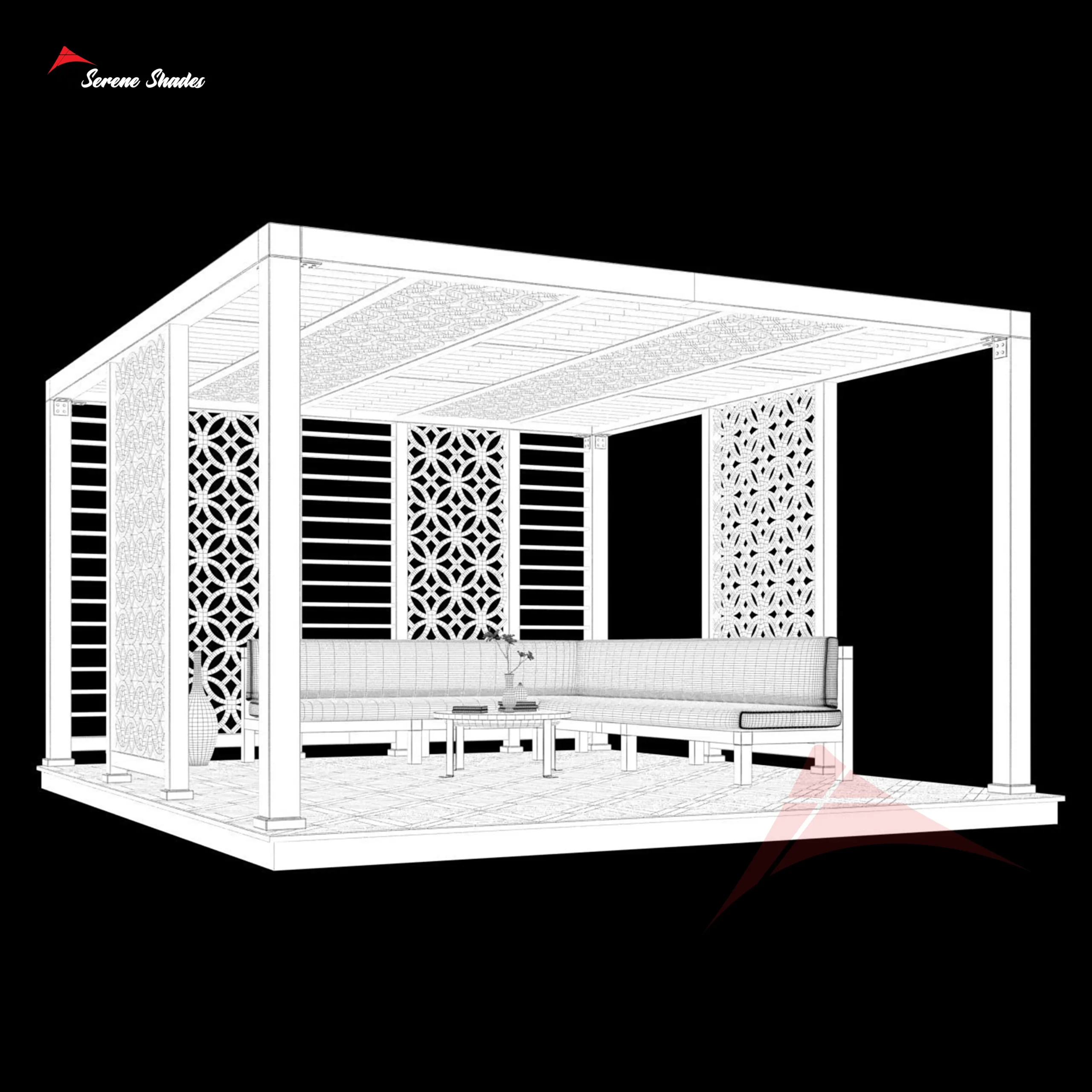 Modern Solar Pergola Shade offering eco-friendly sun protection with solar power.