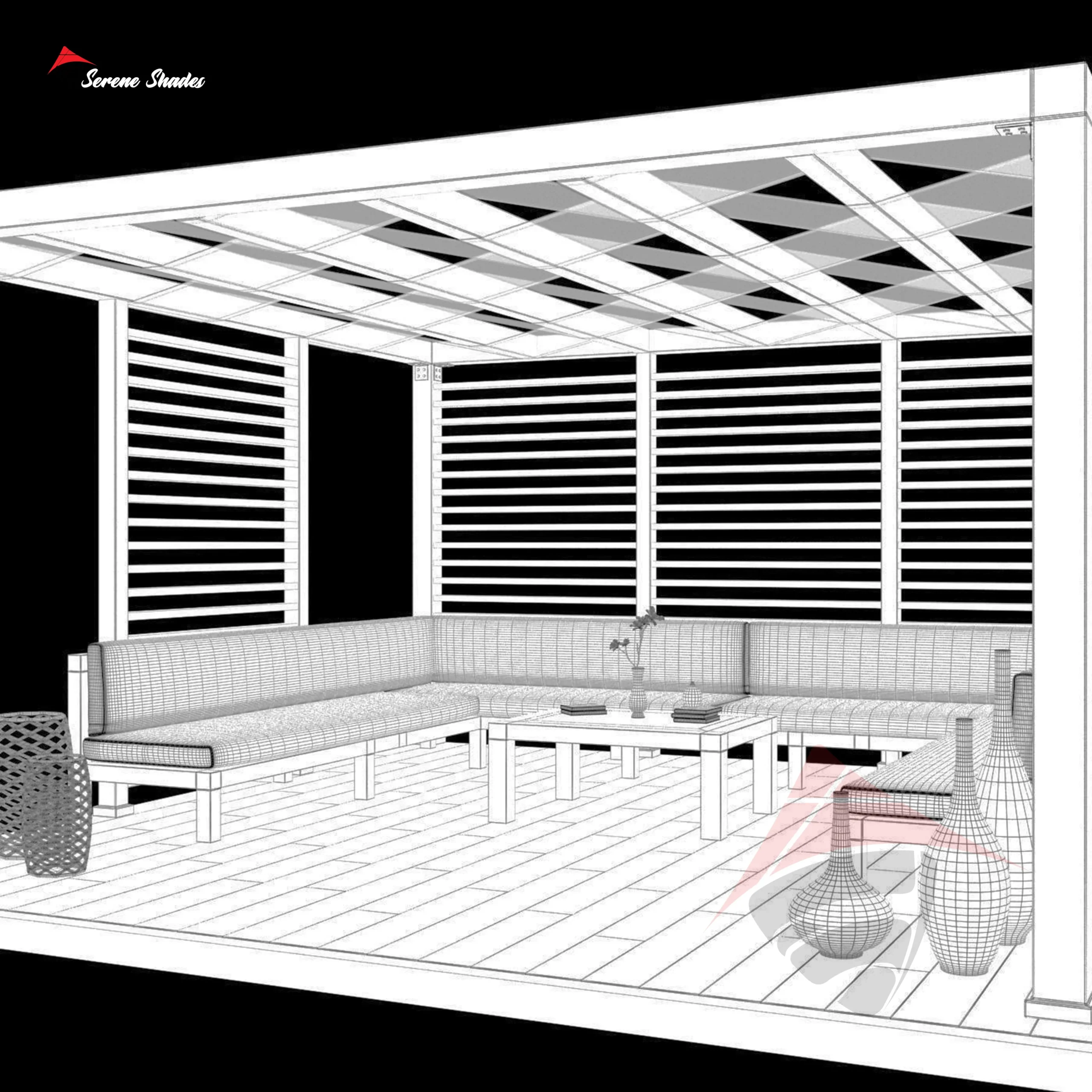 Innovative Solar Pergola Shade providing both sun protection and clean energy for outdoor areas